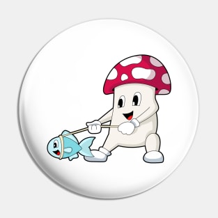 Mushroom Fisher Fish Fishing Pin