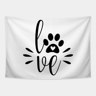 Dog Love - Cute Dog Paw Quote Tapestry