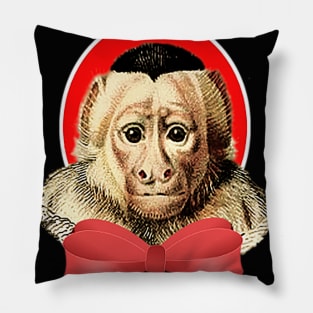 Little monkey with pink bow Pillow