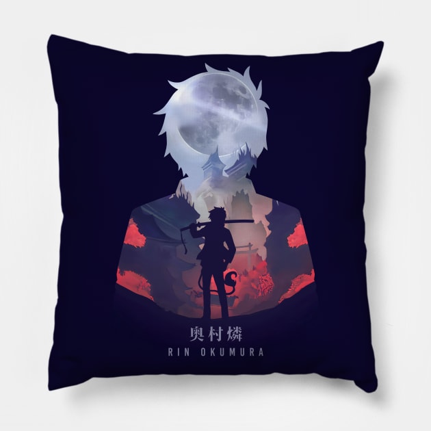 Rin Okumura - Dark Illusion Pillow by The Artz