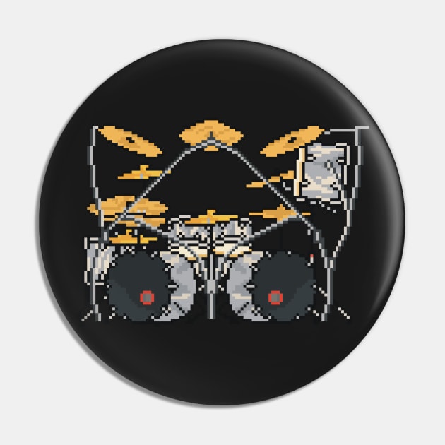 Pixel Crazy Silver Drum Set Pin by gkillerb