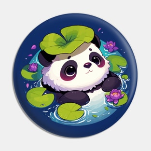 Kawaii Anime Panda Bear Bath With Water Lily Pin