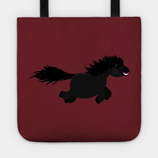 Cute running black Shetland pony cartoon illustration Tote