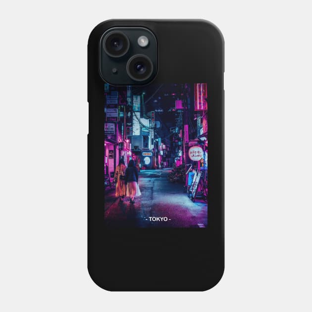 Tokyo Street Neon Synthwave Phone Case by JeffDesign