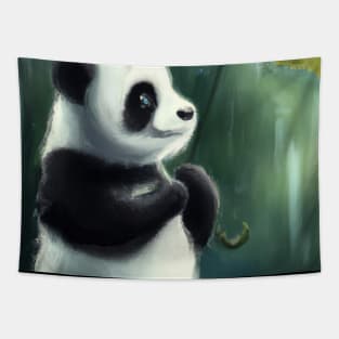 Panda with Leaf Umbrella Tapestry