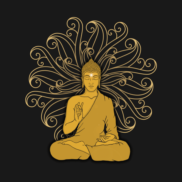 Mandala Golden Buddha in black by MandalaSoul