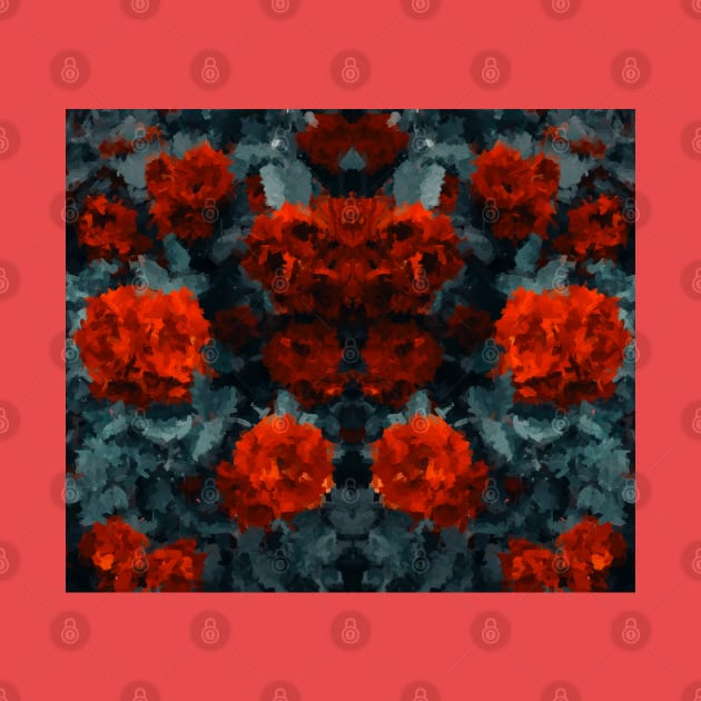 Symmetric dark red flowers pattern oil painting by DigitPaint