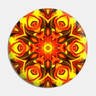 Psychedelic Kaleidoscope Orange and Yellow Pin