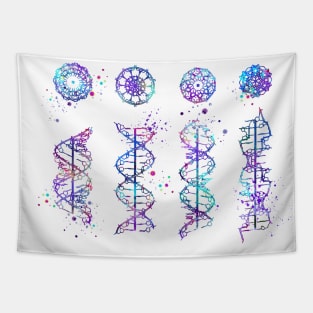 DNA Helix Colorful Watercolor Tapestry