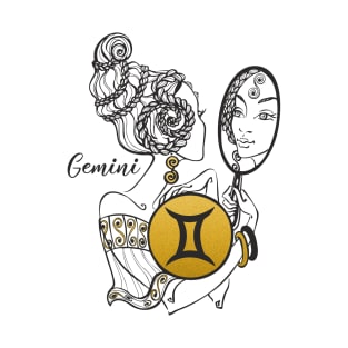 Gemini - Beautiful Girl Gold Illu Zodiac T-Shirt