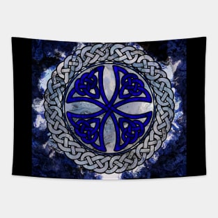 Blue Celtic Shield Knot on Marble Tapestry