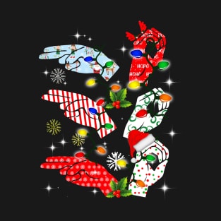 Ho Ho Ho Sign Language Xmas Gift For Deaf Pride T-Shirt