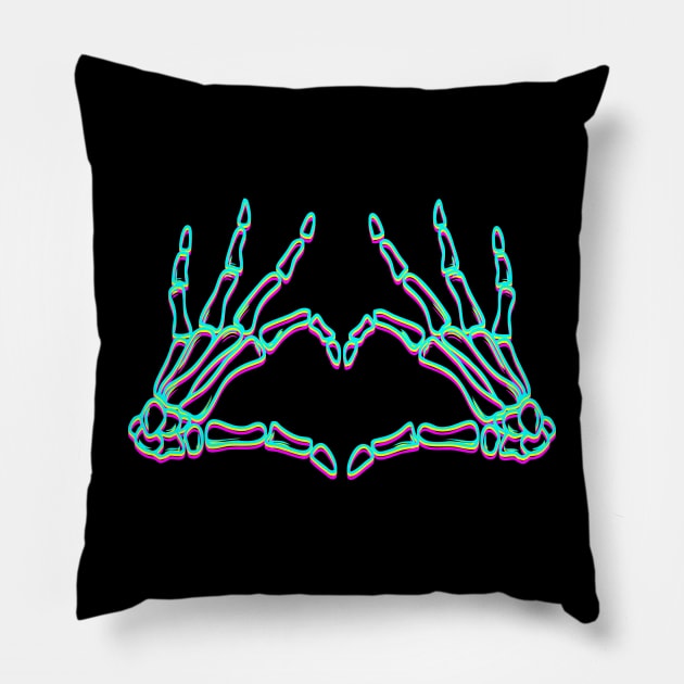 skull hand love Pillow by Mad77store