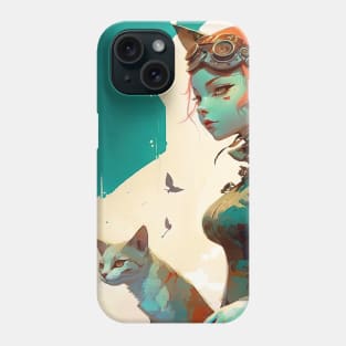 Fashion cats meet art in a glitchy world - Feline Fashionista #5 Phone Case