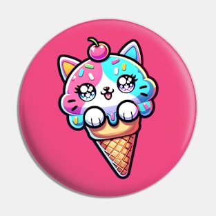 kawaii rainbow ice cream kitty Pin