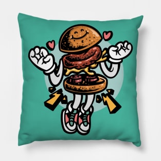 yummy burger cartoon Pillow