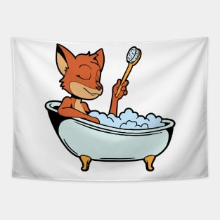 Fox takes bath in the bathtub Tapestry