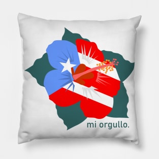 Puerto Rico Pride Flag Hibiscus Boricua Flower Pillow