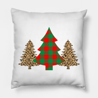 LEOPARD AND PLAID CHRISTMAS TREE Pillow