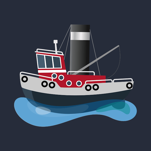 Cute fishing trawler boat cartoon illustration by FrogFactory