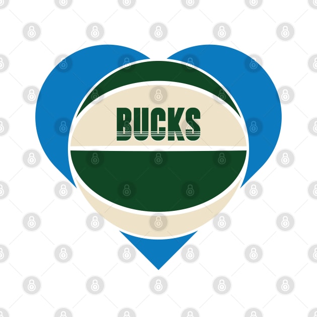 Heart Shaped Milwaukee Bucks Basketball by Rad Love