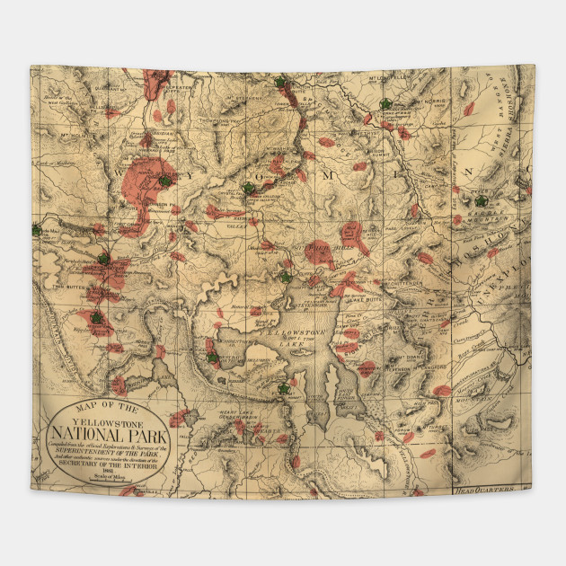 Vintage Map of Yellowstone National Park (1881) - Yellowstone Map 