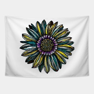 Colored Flower Drawing Tapestry