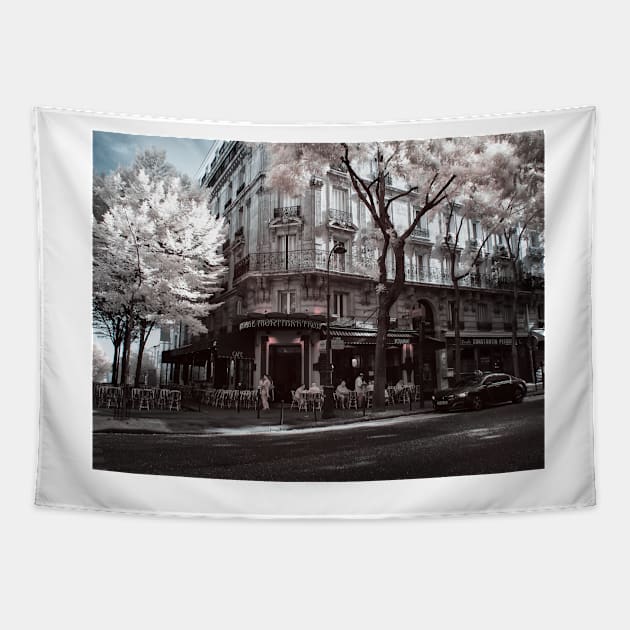 Montmarte Cafe in Infra-Red Tapestry by LukeDavidPhoto