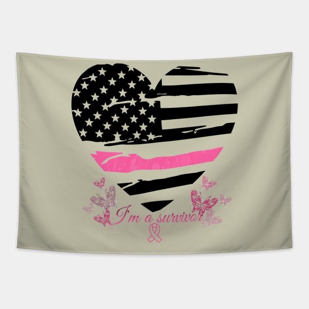 I'm A Survivor Breast Cancer Awareness Heart Tapestry by mythikcreationz