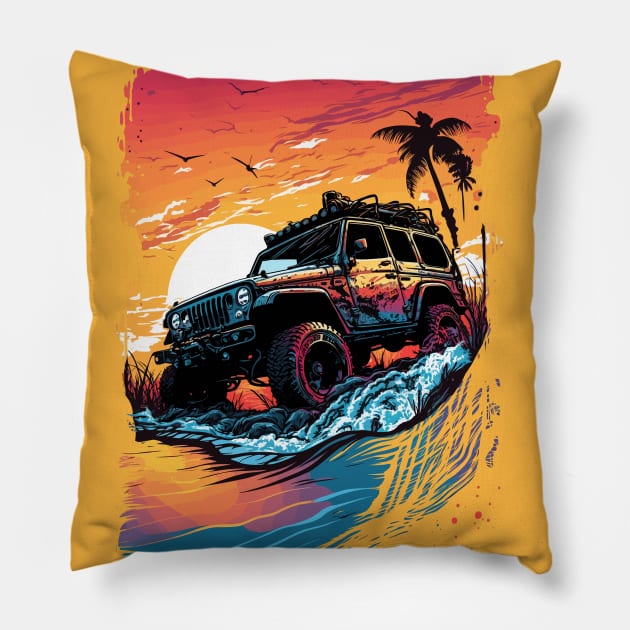 Off-Road Adventure T-Shirt | 4x4 SUV Tee for Outdoor Enthusiasts Pillow by Snoe