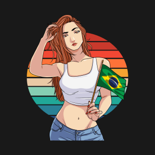 Brazilian Girl Brazil Flag Brasileira Pride Vintage T-Shirt