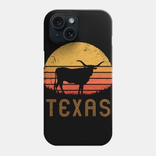 Texas Longhorn Cattle Retro Sunset Phone Case