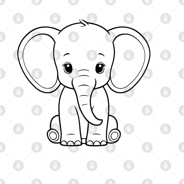 Cute Baby Elephant Animal Outline by Zenflow