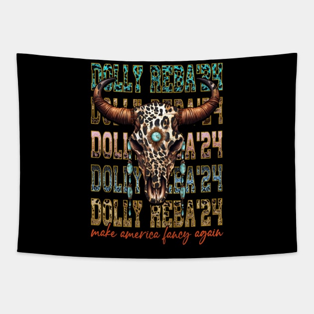 Fancy America: Stylish Tee Dolly Reba'24 Make America Fancy Again Tapestry by GinkgoForestSpirit