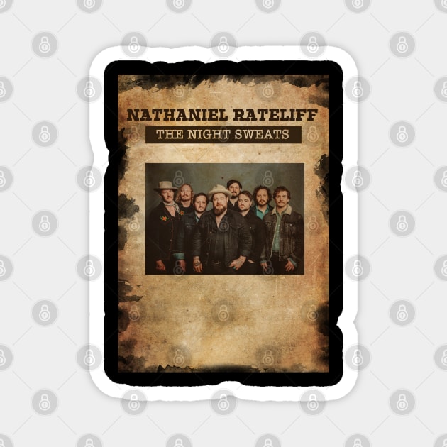 Vintage Old Paper 80s Style Nathaniel Rateliff and The Night Sweats Magnet by Madesu Art