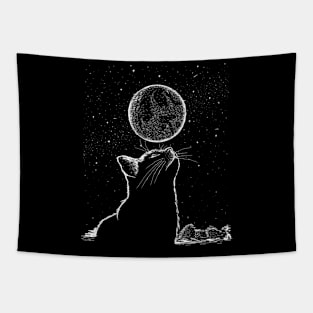 Cat and moon Tapestry