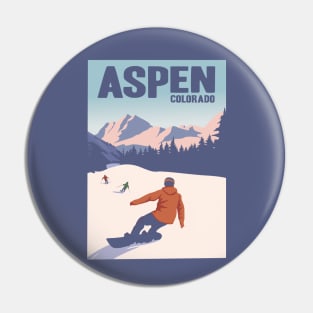 Aspen Colorado Winter Ski Vintage Travel Poster Gift Pin