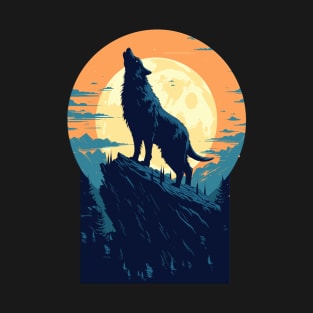 Full Moon Midnight Lone Aplha Black Dire Wolf T-Shirt