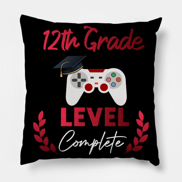 12th Grade Level Complete, 12th grade Graduation Gamer Pillow by foxfieldgear