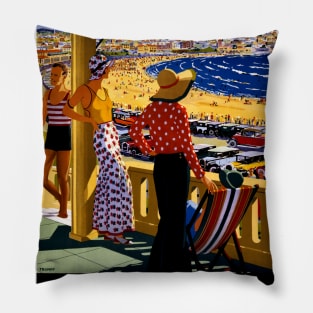 Vintage Travel Poster Australia Beach Pillow