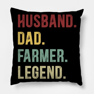 Farmer Funny Vintage Retro Shirt Husband Dad Farmer Legend Pillow