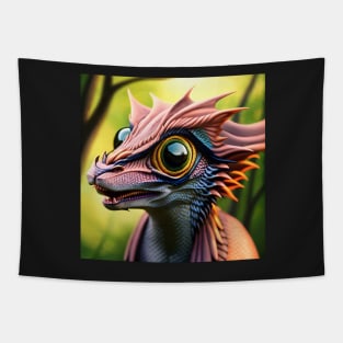 Pink and Blue Scaled Jungle Dragon Tapestry