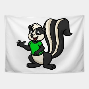 Cute Anthropomorphic Human-like Cartoon Character Skunk in Clothes Tapestry