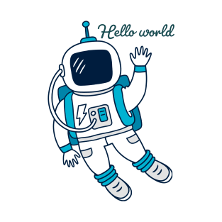 Hello world Astronaut Waving in space T-Shirt