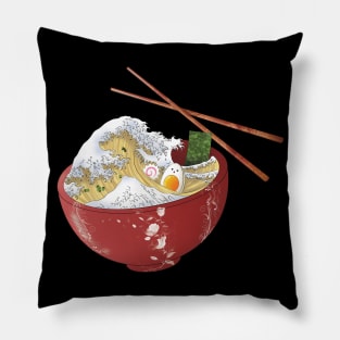 Great ramen noodle wave with kawaii egg - vintage comic funny japanese food | Foodie Pillow