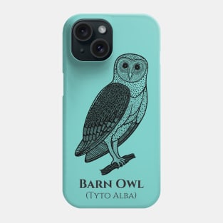 Barn Owl with Common and Scientific Names - bird design Phone Case