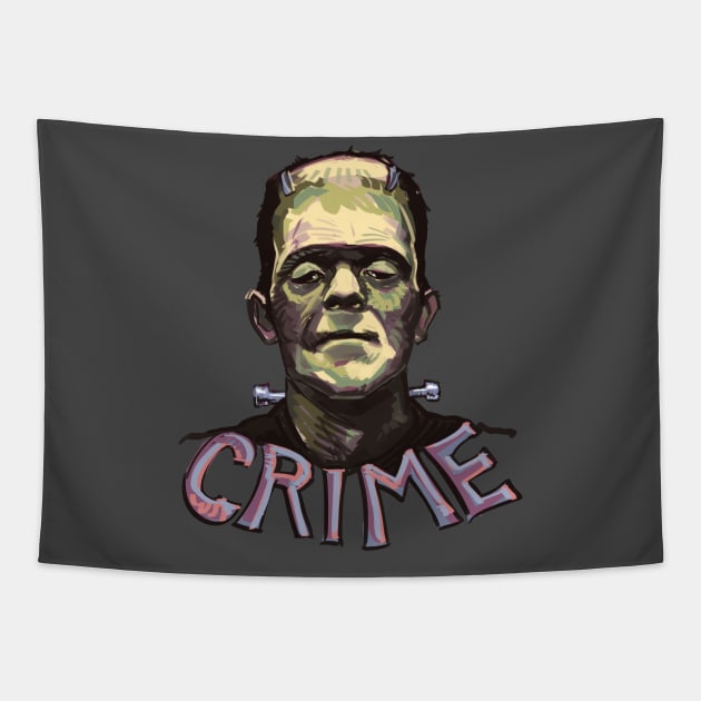 Frankenstein Crime Tapestry by Skutchdraws