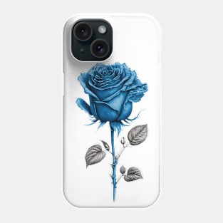 Blue Rose Drawing, Flower Drawing, Gift For Her Phone Case