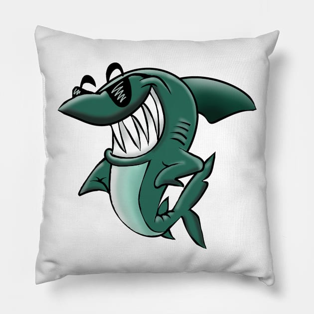 Happy Shark Pillow by PeggyNovak