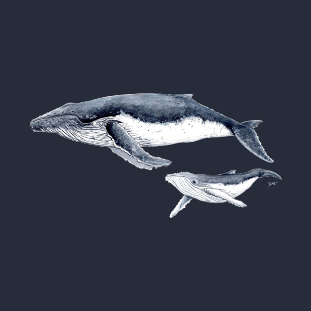 Humpback whale mother and baby by chloeyzoard